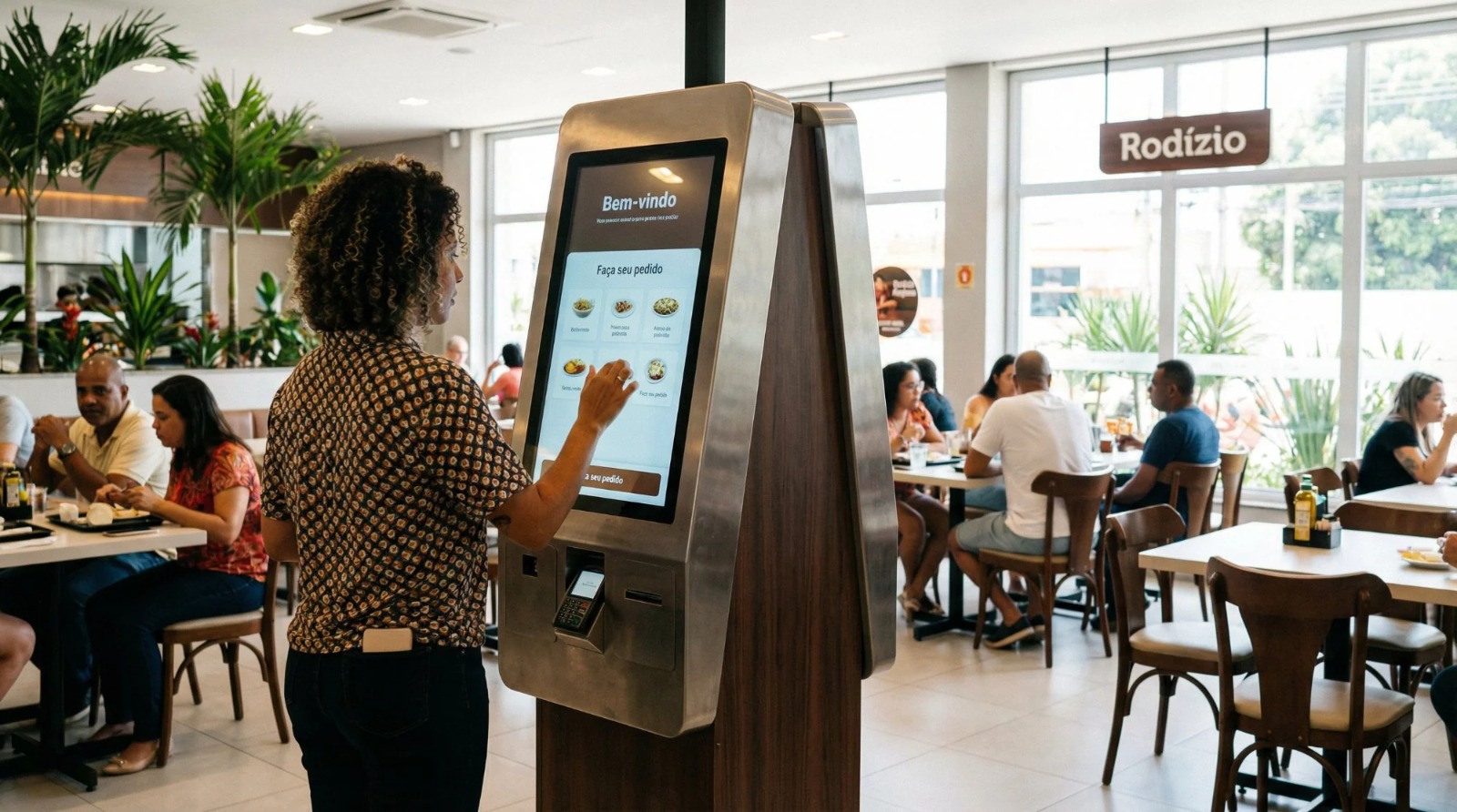 Totem de autoatendimento com cardápio interativo para restaurantes